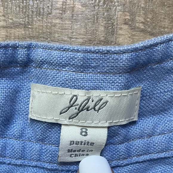 J. Jill 100% Coastal Linen Cropped Wide Leg Pants. Women’s size 8 petite. Blue - Picture 3 of 5